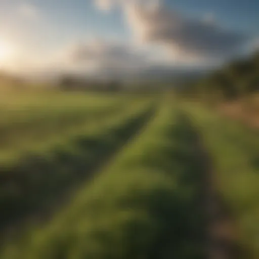 Expansive view of lush green land with clear skies