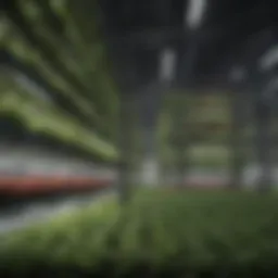 Vertical farming structure showcasing innovative design and technology