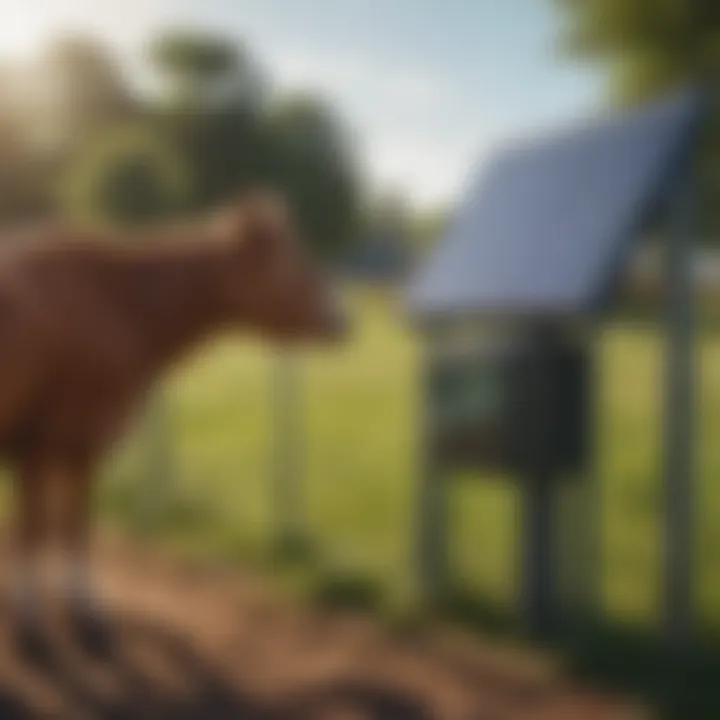 Farm animals near solar fence charger