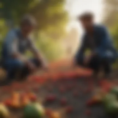 Farmers discussing eco-friendly practices