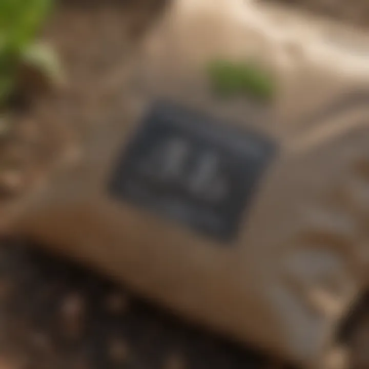 A close-up shot of a fertilizer bag showcasing the nutrient composition numbers prominently.