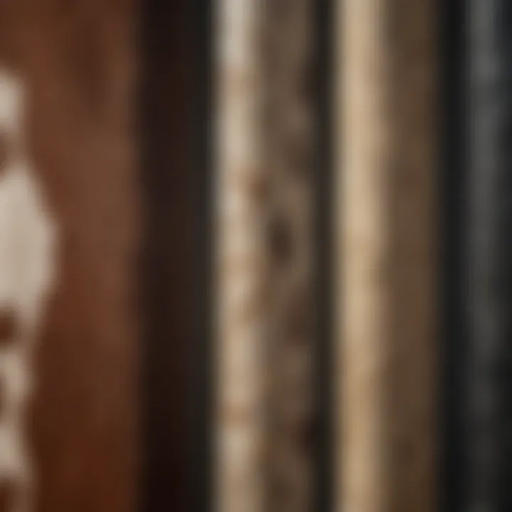 Close-up of various types of cow panels arranged aesthetically.
