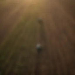 Aerial view of diverse agricultural fields showcasing sustainable farming practices