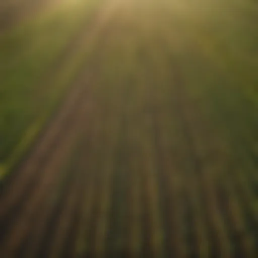 Aerial view of diverse crops in sustainable farming