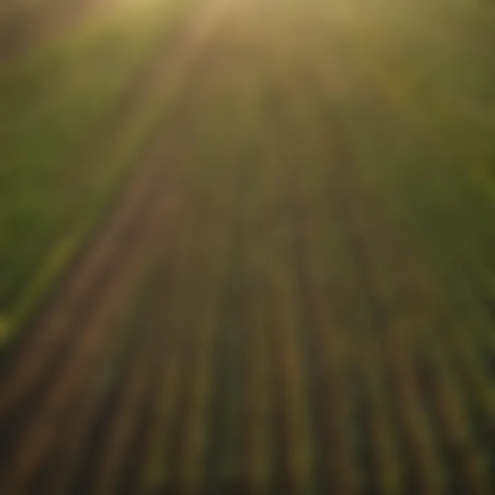 Aerial view of diverse crops in sustainable farming