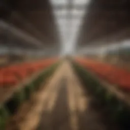 An overview of a pristine farm setting emphasizing cleanliness and organization