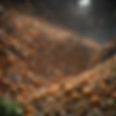 A visual representation of food waste piling up in a landfill