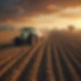 Futuristic agricultural landscape with advanced technology