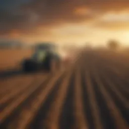Futuristic agricultural landscape with advanced technology