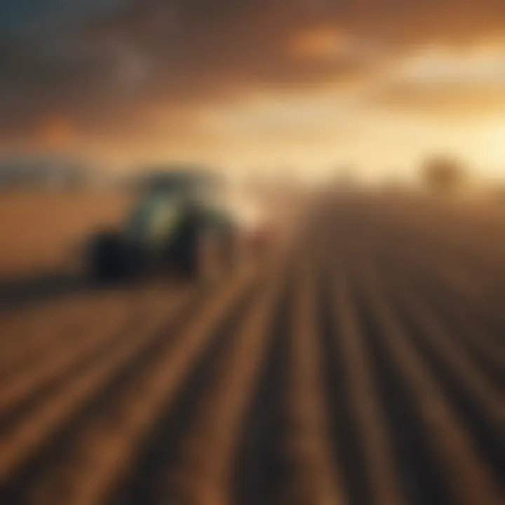 Futuristic agricultural landscape with advanced technology