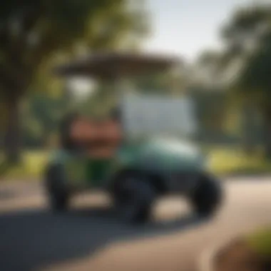 Stylish Green Machine golf cart parked on the fairway