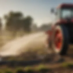 Innovative heated hose sprayer in action on a farm field