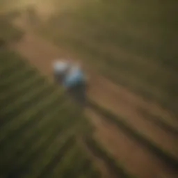 Aerial view of sustainable agricultural landscape showcasing diverse cultivation.