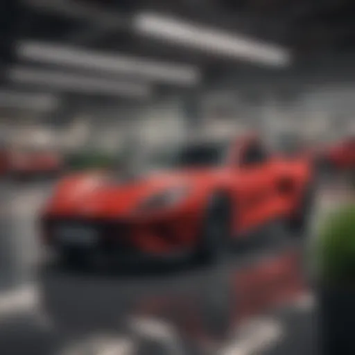 A vibrant dealership showcasing various cars