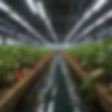 Hydroponic nutrient solution in a reservoir showing vibrant colors.