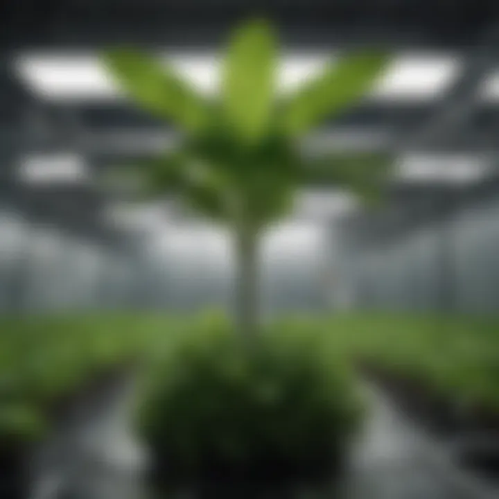 Close-up of a plant thriving in a hydroponic system.