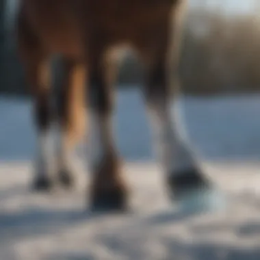 Horse undergoing treatment with ice boots