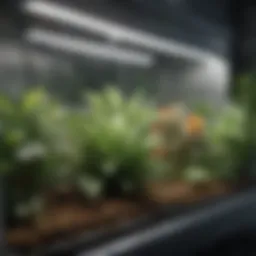 An indoor grow chamber showcasing various plant species in a controlled environment.
