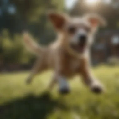 Dog Enjoying Flea-Free Playtime Dog enjoying outdoor playtime free of fleas