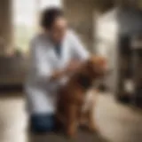 Veterinarian administering an injectable flea treatment to a dog