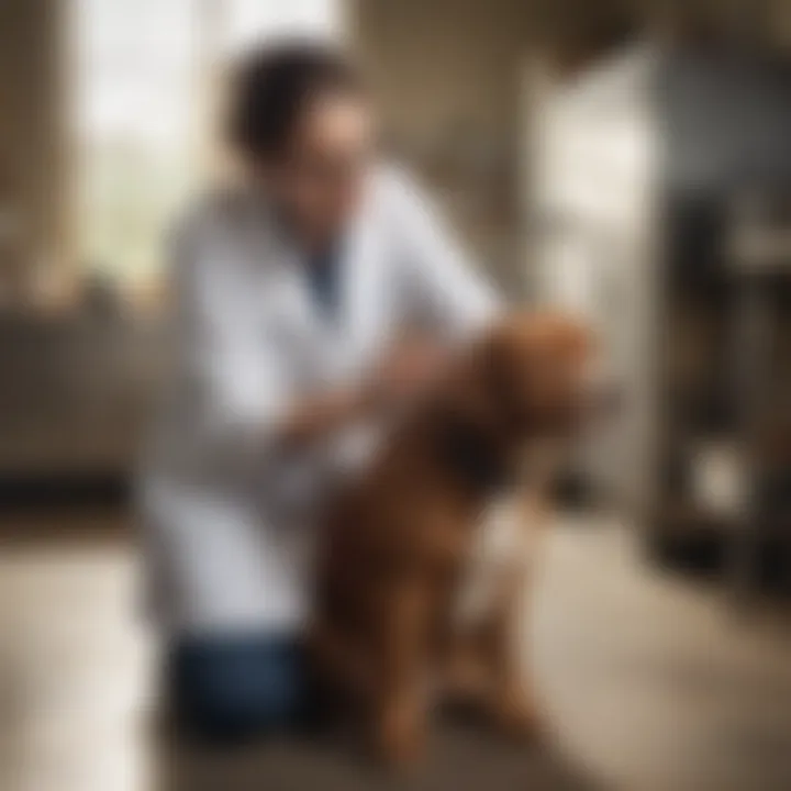 Veterinarian administering an injectable flea treatment to a dog