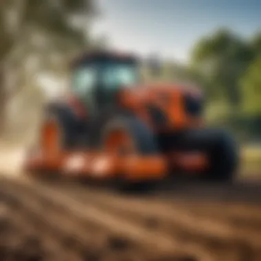 A fertilizer spreader in action, showcasing its role in enhancing soil health