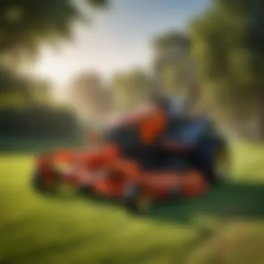 Close-up of the technical specifications of riding lawn mowers and fertilizer spreaders