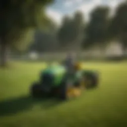 John Deere fairway mower on a lush green golf course