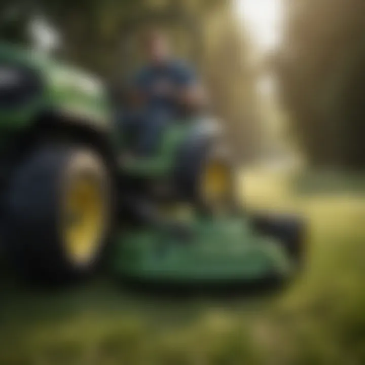 Maintenance technician servicing a John Deere fairway mower