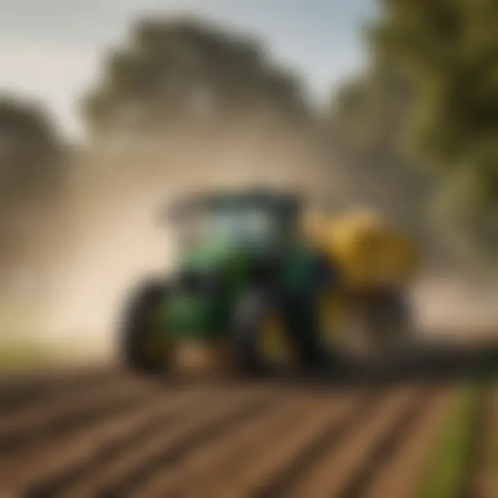 Sustainable farming practices with John Deere equipment in action.