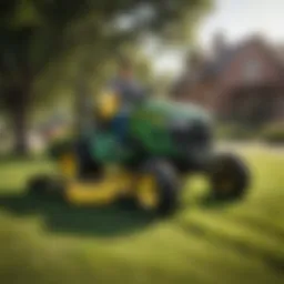 John Deere lawn mower being serviced