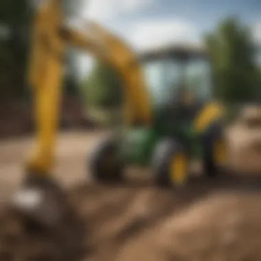 Close-up of the features of the John Deere Mini Backhoe.