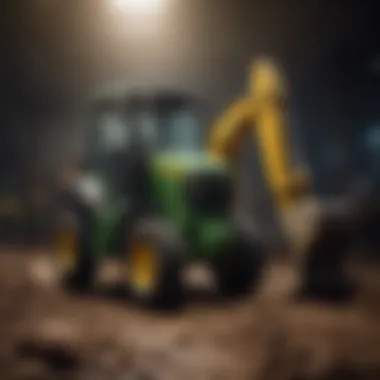 Maintenance check being performed on the John Deere Mini Backhoe.