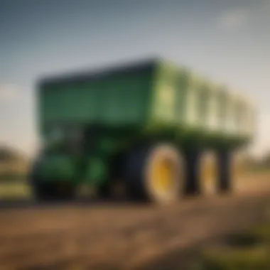 Close-up view of John Deere silage wagon showcasing its structural design.