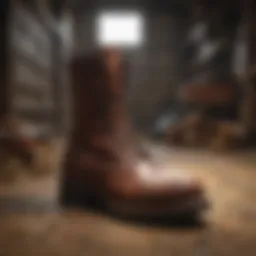 Kensington shipping boots in a barn setting