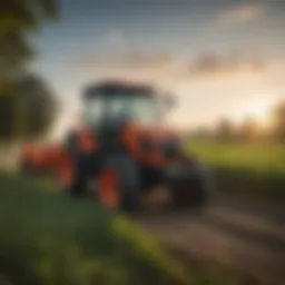 Kubota tractor in a lush field