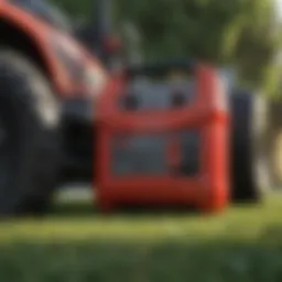 Close-up of a lawn mower jump starter