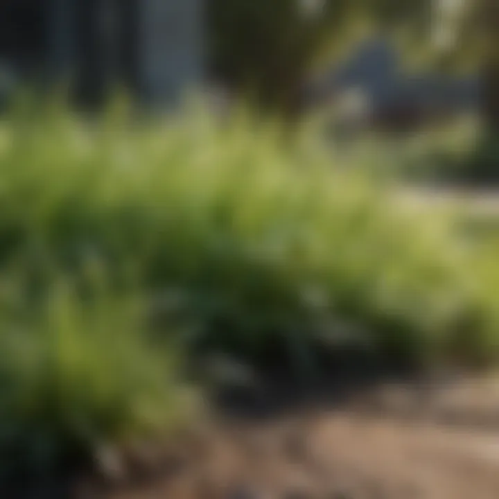 Different grass types in a garden