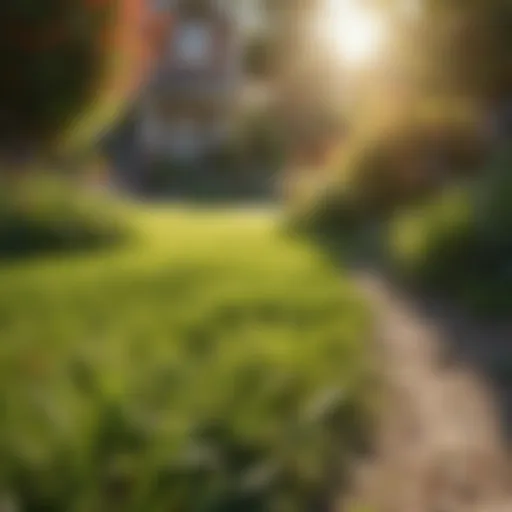 Healthy lawn under summer sun