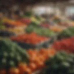 Vibrant array of seasonal vegetables at a local farm market