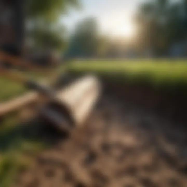 Essential tools for sod laying organized in an outdoor setting