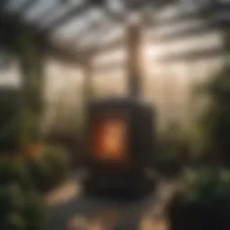 Efficient Modine greenhouse heater installed in a lush greenhouse environment