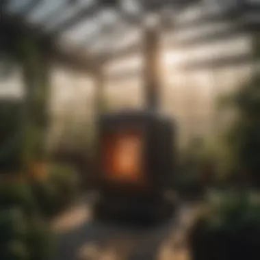Efficient Modine greenhouse heater installed in a lush greenhouse environment