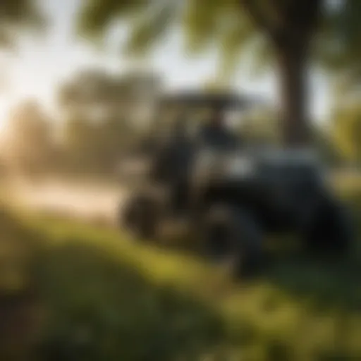 Polaris Ranger with mower attachment in action