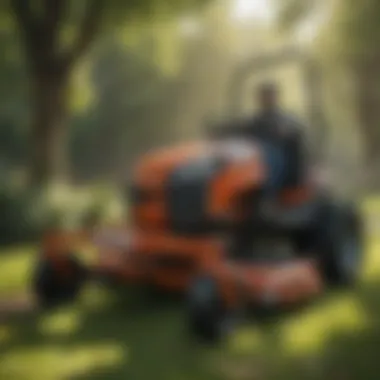 Close-up of mower attachment compatibility features