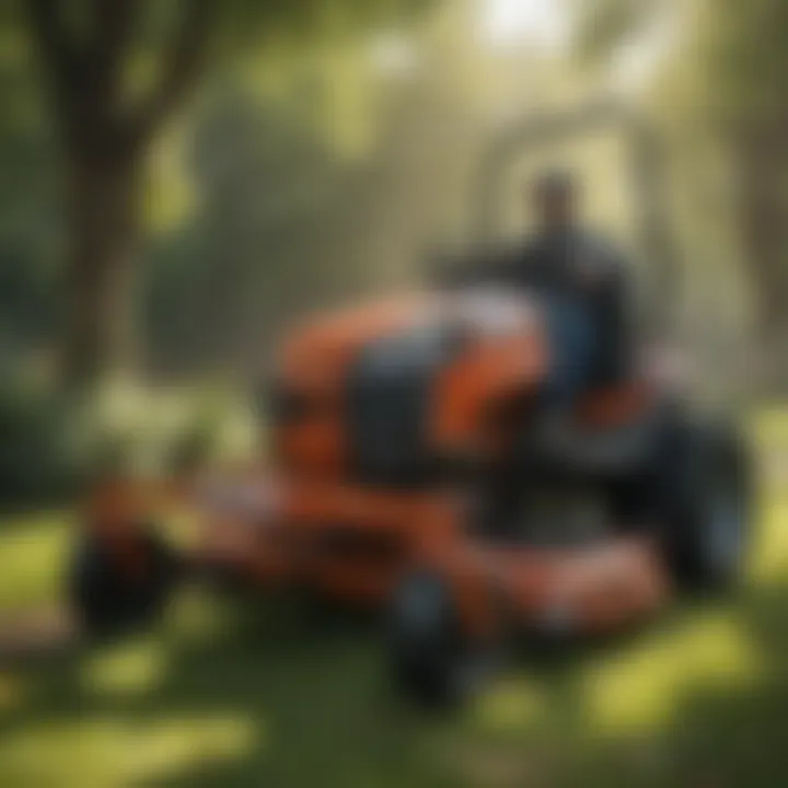 Close-up of mower attachment compatibility features