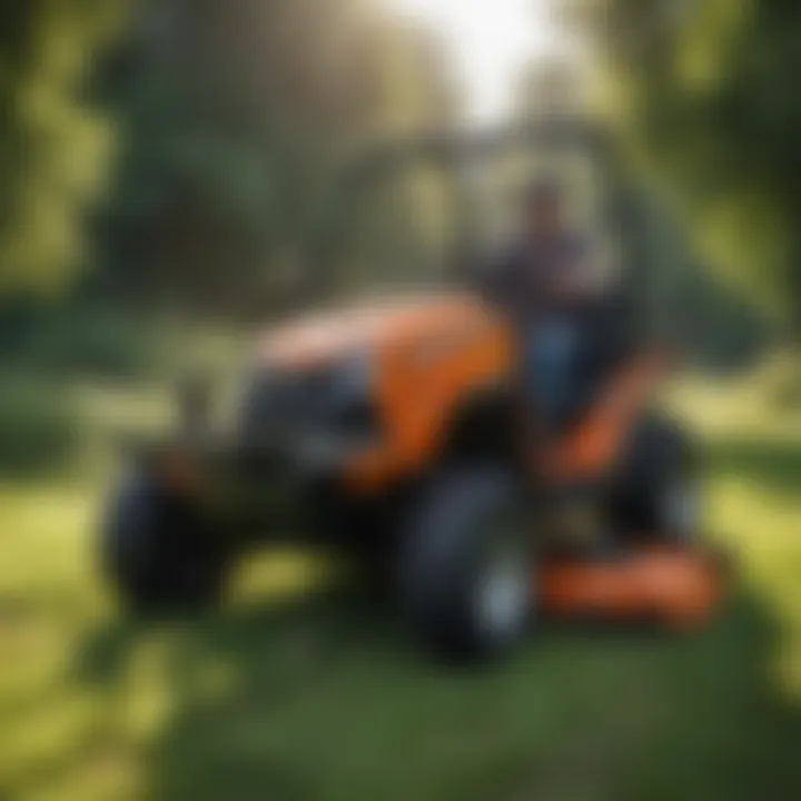Different types of mower attachments displayed