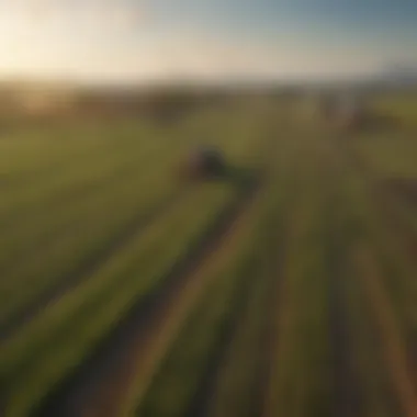 Aerial view of a diverse agricultural landscape showcasing innovative farming techniques.