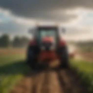 Close-up of advanced agricultural technology in use on a modern farm.