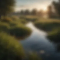 An illustration of natural wetlands used for wastewater treatment